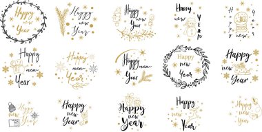 Mutlu Noeller. Mutlu yeni Year.Typography ayarlayın. Vektör amblem, metin tasarım. Afiş, tebrik kartları, hediyeler vb için kullanılabilir.