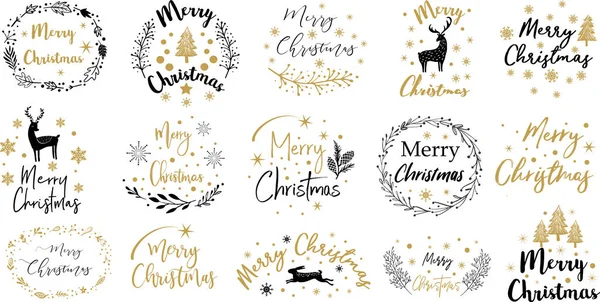 Mutlu Noeller. Mutlu yeni Year.Typography ayarlayın. Vektör amblem, metin tasarım. Afiş, tebrik kartları, hediyeler vb için kullanılabilir.