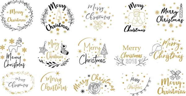 Mutlu Noeller. Mutlu yeni Year.Typography ayarlayın. Vektör amblem, metin tasarım. Afiş, tebrik kartları, hediyeler vb için kullanılabilir.