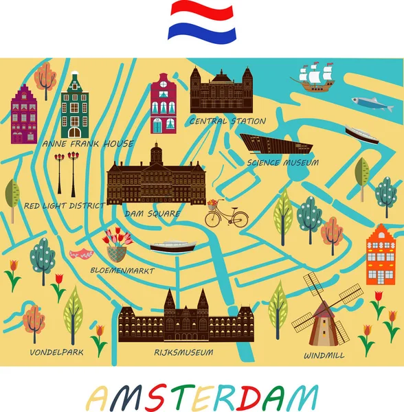 Prapor města Amsterdam. — Stockový vektor