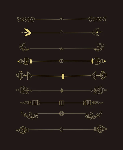 Colección de bordes dibujados a mano.Remolinos y divisores únicos para su diseño. Etiqueta vectorial, cinta, símbolo, ornamento, marcos y elementos de desplazamiento . — Vector de stock