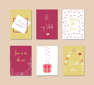 Sevgililer günü, retro renkleri, vektör çizim doodle kalp simgeleri ile şirin kartı