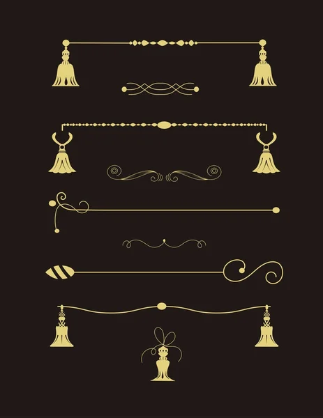 Coleção de bordas desenhadas à mão feitas com pincel e tinta. Redemoinhos únicos e divisores para o seu projeto. Bordas de tinta. Divisores de vectores . —  Vetores de Stock