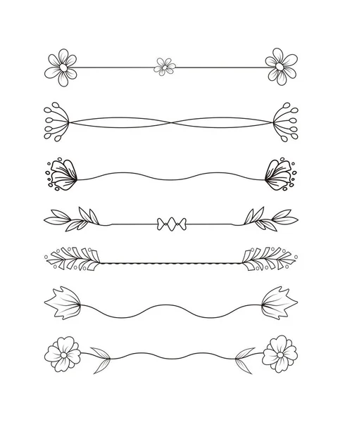 Colección de bordes hechos a mano con pincel y tinta. Remolinos y divisores únicos para su diseño. Fronteras de tinta. Divisores vectoriales . — Vector de stock