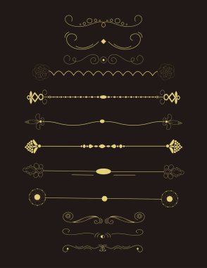 Süslü çerçeve öğeleri. Vintage ve Telkari dekorasyon. Çerçeve süsleme ve swirls öğe ilerleyin. Telkari bölücü düğün davetiyesi.