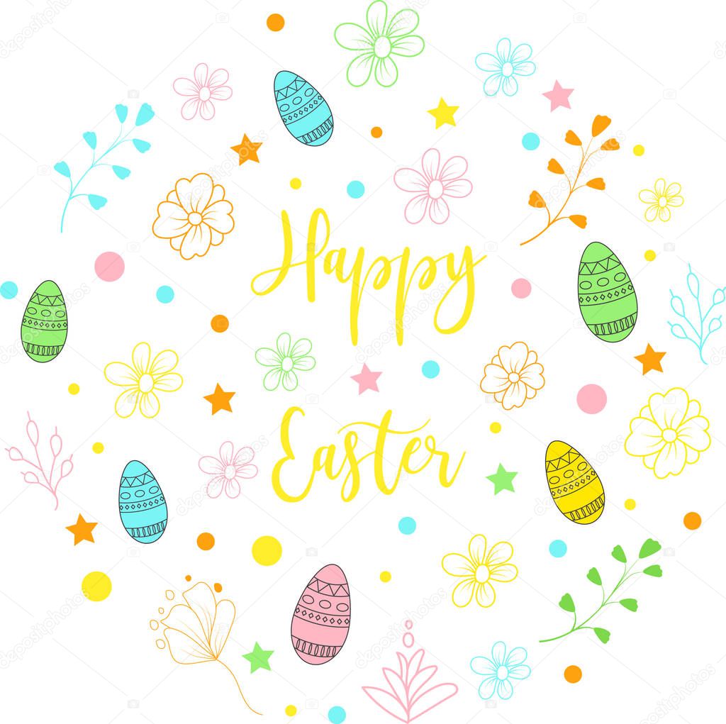 Easter eggs icons. Vector illustration.Easter holidays design on white background. Easter eggs with different texture