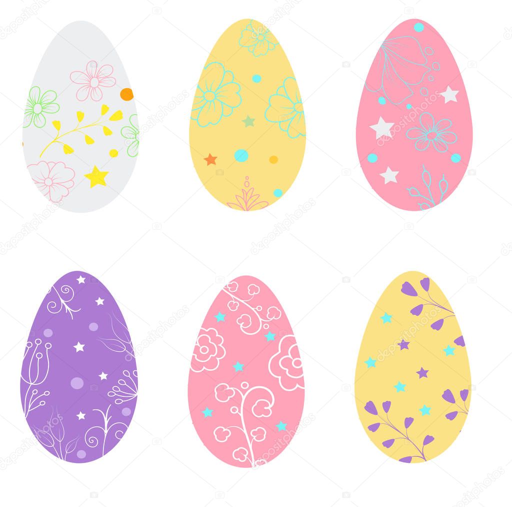 Easter eggs icons. Vector illustration.Easter holidays design on white background. Easter eggs with different texture