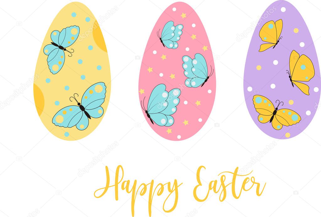 Easter eggs icons. Vector illustration.Easter holidays design on white background. Easter eggs with different texture