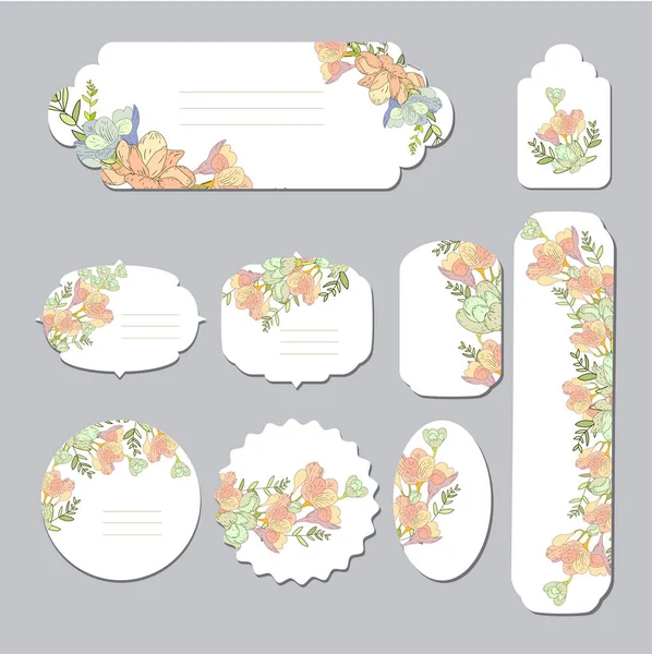 Floral spring templates with cute flowers . For romantic and easter design, announcements, greeting cards, posters, advertisement. — Stock Vector