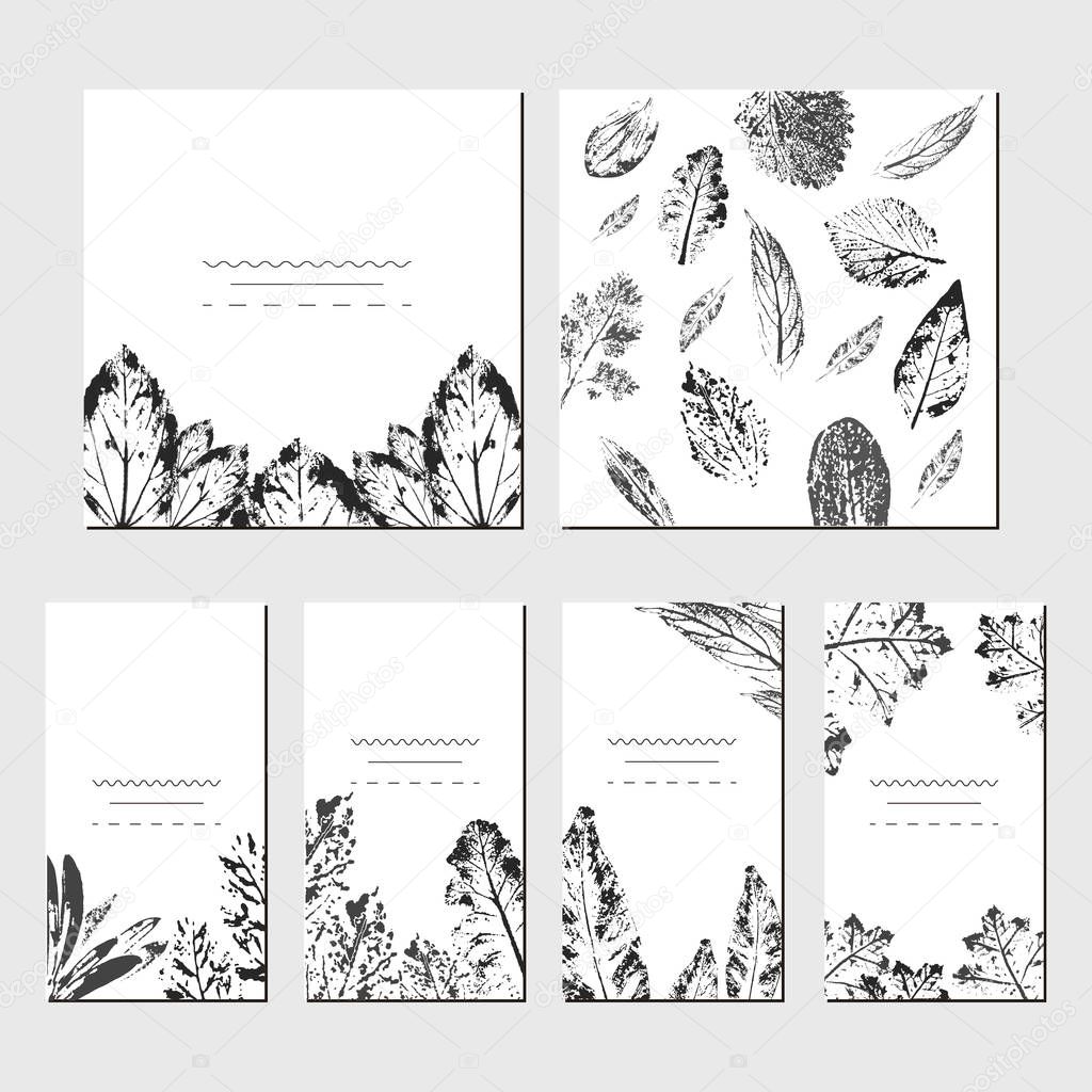 Set of artistic creative universal cards. Hand Drawn textures. Wedding, anniversary, birthday, Valentines day, party. Design for poster, card, invitation, placard, brochure, flyer. Vector.