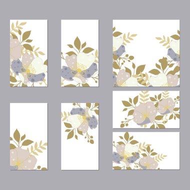 Yabani çiçek yaprakları ile botanik kartı.