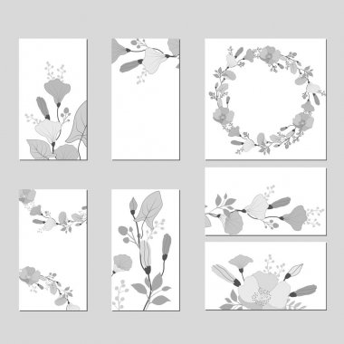 Yabani çiçek yaprakları ile botanik kartı.