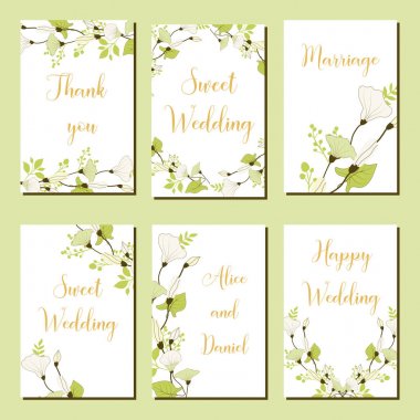 Yabani çiçek yaprakları ile botanik kartı.