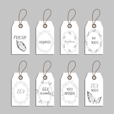 Gıda pazarı etiketleri için öğeleri koleksiyonu.