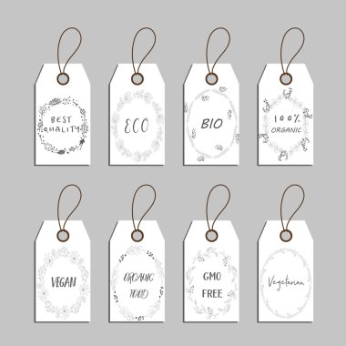 Gıda pazarı etiketleri için öğeleri koleksiyonu.