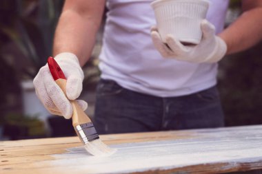 Erkek el boyama ahşap tahta üzerinde