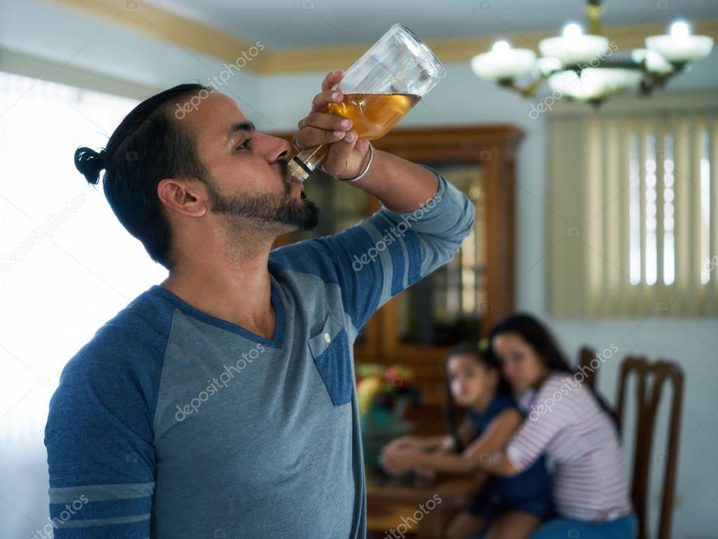 Drunken husband and scared family