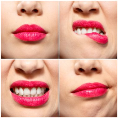 Genç Kızıl saçlı kadın portre yüz ifadeleri