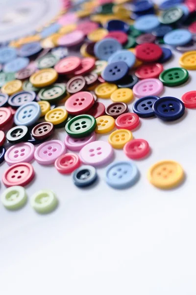 Large Group Of Colorful Plastic Sewing Buttons On Table — Stock Photo, Image