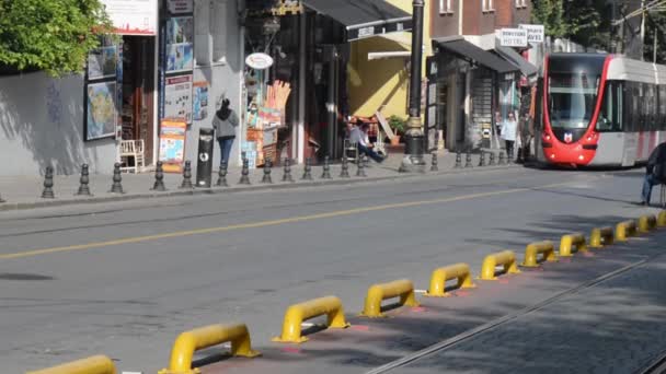 Türkiye Istanbul Sokak Tramvay Ekim 2017 — Stok video