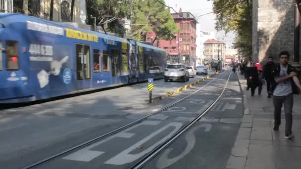 Türkiye Istanbul Sokak Tramvay Ekim 2017 — Stok video