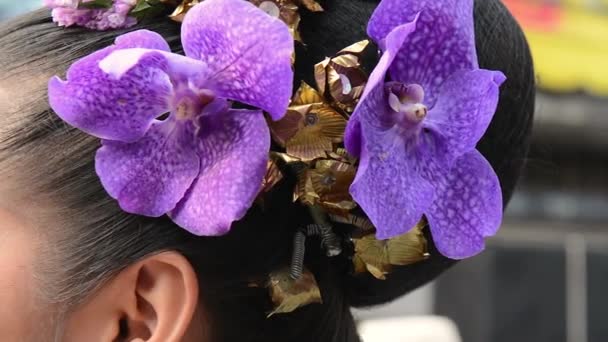 Chiang Mai Flores Vacaciones Flores Orquídea Colorido Gente Niños Baile — Vídeo de stock