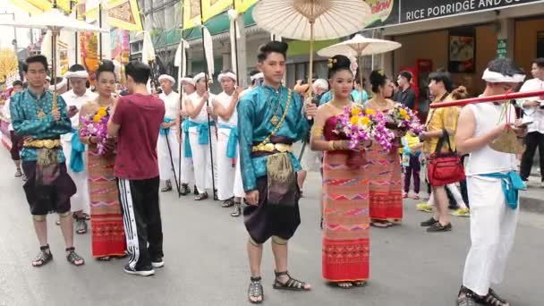 Chiang Mai Tatil Çiçek Çiçekler Orkide Renkli Insanlar Dans Çocuk — Stok video