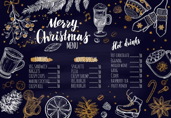 메리 크리스마스 축제 겨울 메뉴 1 — 스톡 벡터