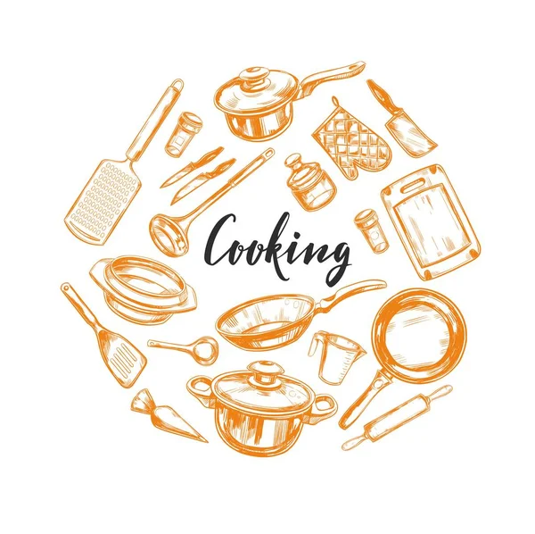 Concept de cuisine. Outils de cuisine 1 — Image vectorielle
