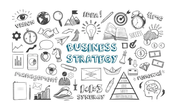 Iconos de estrategia empresarial — Vector de stock