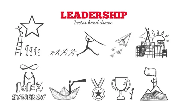 Leadership vettoriale disegnato a mano Infografica — Vettoriale Stock