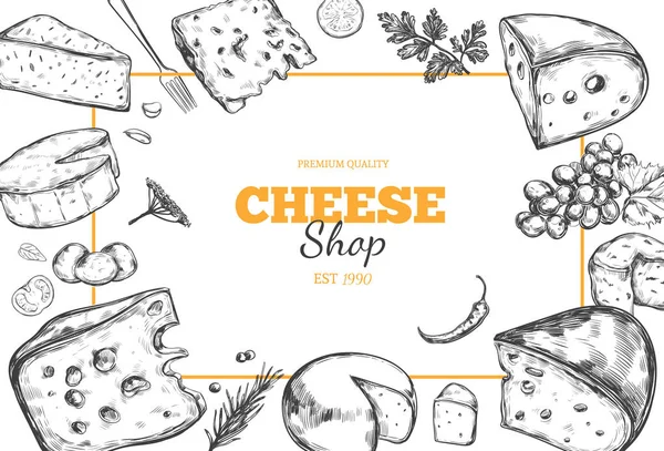 Colección de queso. Vector dibujado a mano 4 — Vector de stock