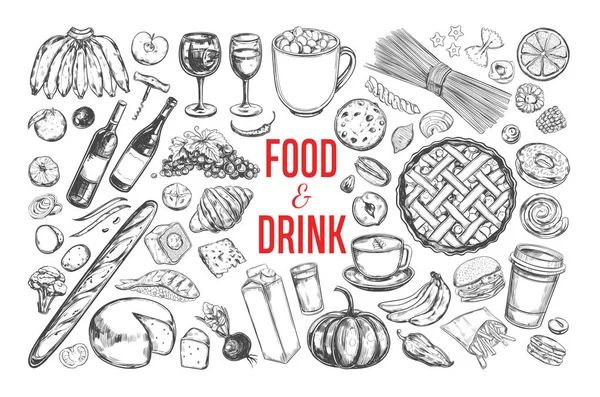 Φαγητό και ποτό διάνυσμα μεγάλο σετ 1 — Διανυσματικό Αρχείο