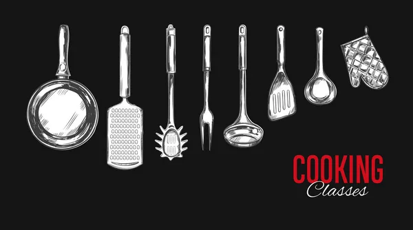 Utensílio de cozinha, conjunto de ferramentas — Vetor de Stock