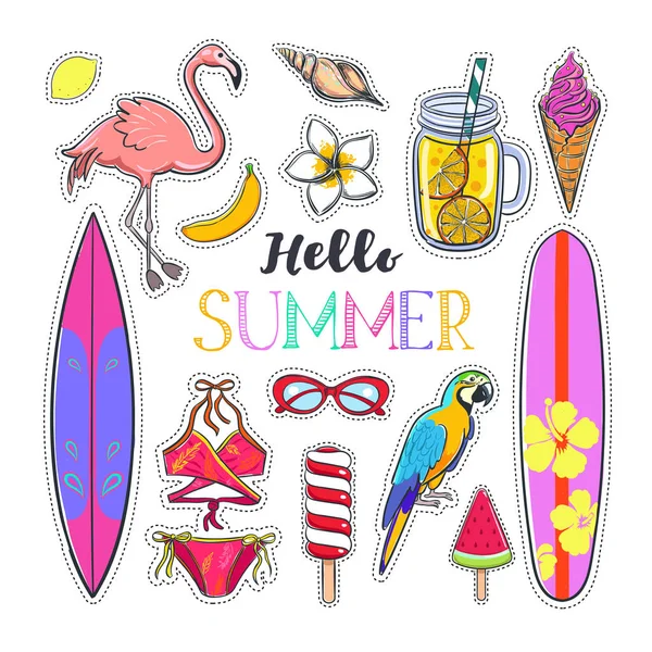Set of fashion Summer stickers 1 — Stock Vector