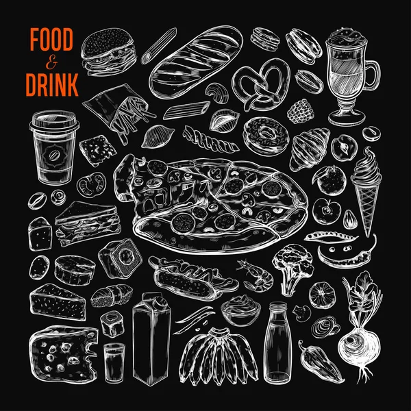 Φαγητό και ποτό διάνυσμα μεγάλο σύνολο — Διανυσματικό Αρχείο
