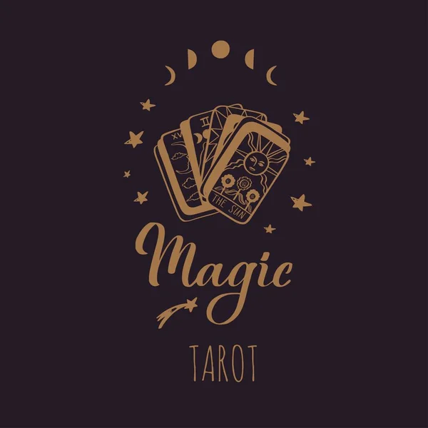 Vintage Tarot deck vector illustration. Hand drawn style. Occult symol of sun and moon phases. Magic and Witchcraft — Stock vektor