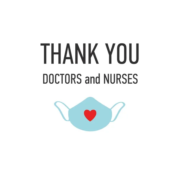 Danke Ärzte und Krankenschwestern Vektor handgezeichnetes Plakat mit dem Symbol der Liebe, des tapferen Herzens und der Dankbarkeit für alle Arbeiter der Medizin. Coronavirus, COVID-19, Pandemie Zitat — Stockvektor