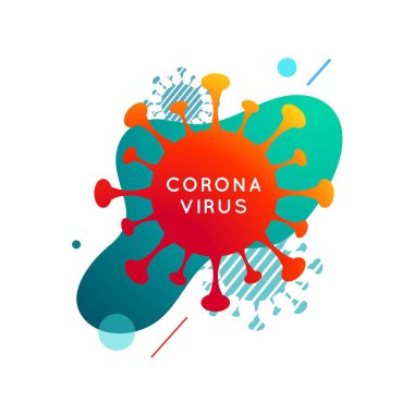 Vektör Coronavirus, covid-19 modern soyut arkaplan, sıvı tasarımı, gradyan. Salgın virüs, bakteri konsepti. Sağlık ve İlaç Posteri
