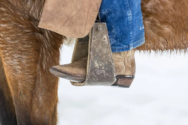 Cowboys Herding Horses In The Snow