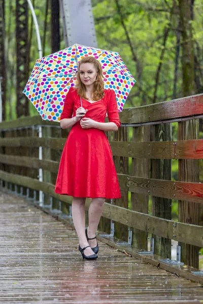 Redhead Model In The Rain