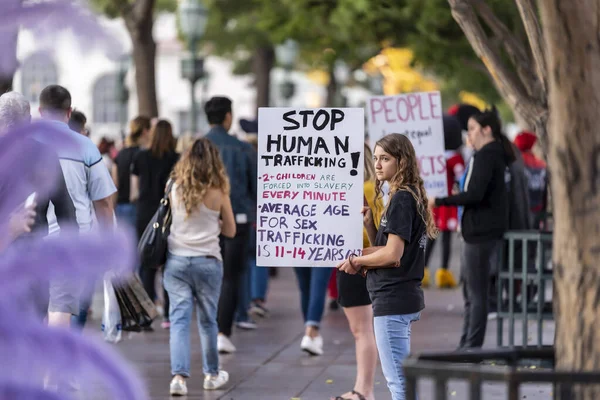 November 07 Stop Human Trafficking Protestors — Stock Photo, Image