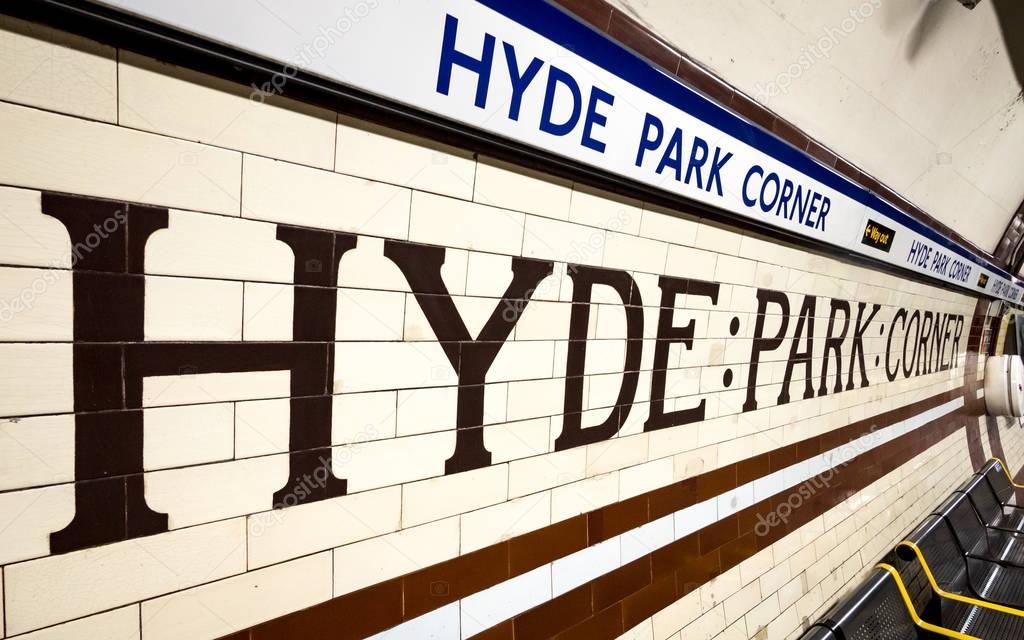 Hyde Park Corner underground station, London Stock Editorial Photo