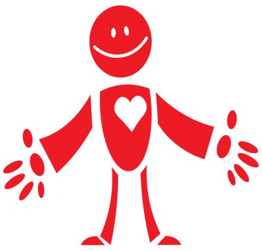 Neşeli adam gülen ve iletişim için davetkar semboldür