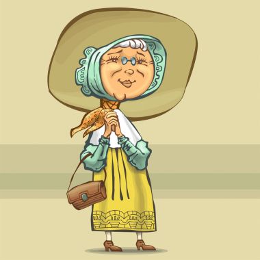 Büyükanne nasıl neşeli mutlu vektörde çizilmiş