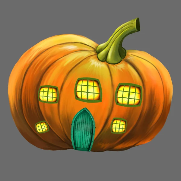 The drawing of a pumpkin. Illustration of a pumpkin vegetable. Holiday Halloween. — Stock Photo, Image