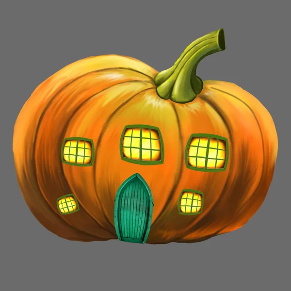 El dibujo de una calabaza. Ilustración de un vegetal de calabaza. Halloween de vacaciones . — Foto de Stock