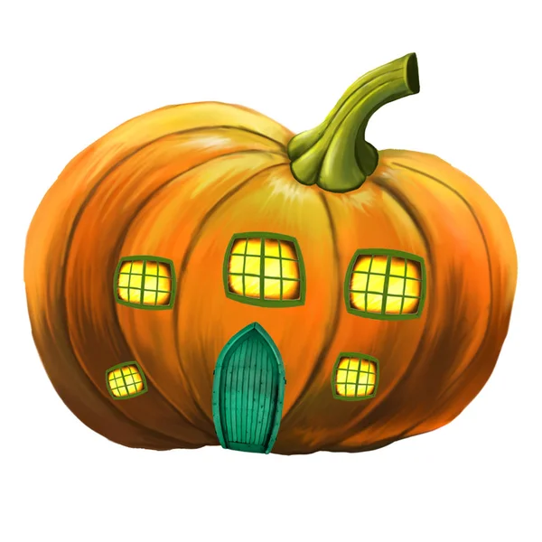 El dibujo de una calabaza. Ilustración de un vegetal de calabaza. Halloween de vacaciones . —  Fotos de Stock