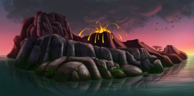 Dağlar Illustration. Dağlar resim. Sanat Oyunlar, arka plan, peyzaj için.