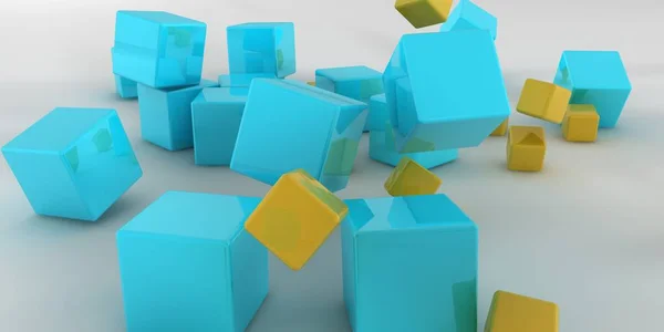 3d illustration. Abstract cubes on a light background.